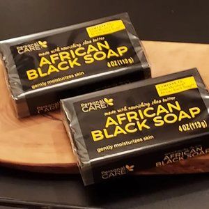 BUNDLE LOT of 2 AFRICAN BLACK SOAP BARS made with Nourishing Shea Butter (8 oz)